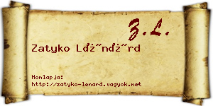 Zatyko Lénárd névjegykártya